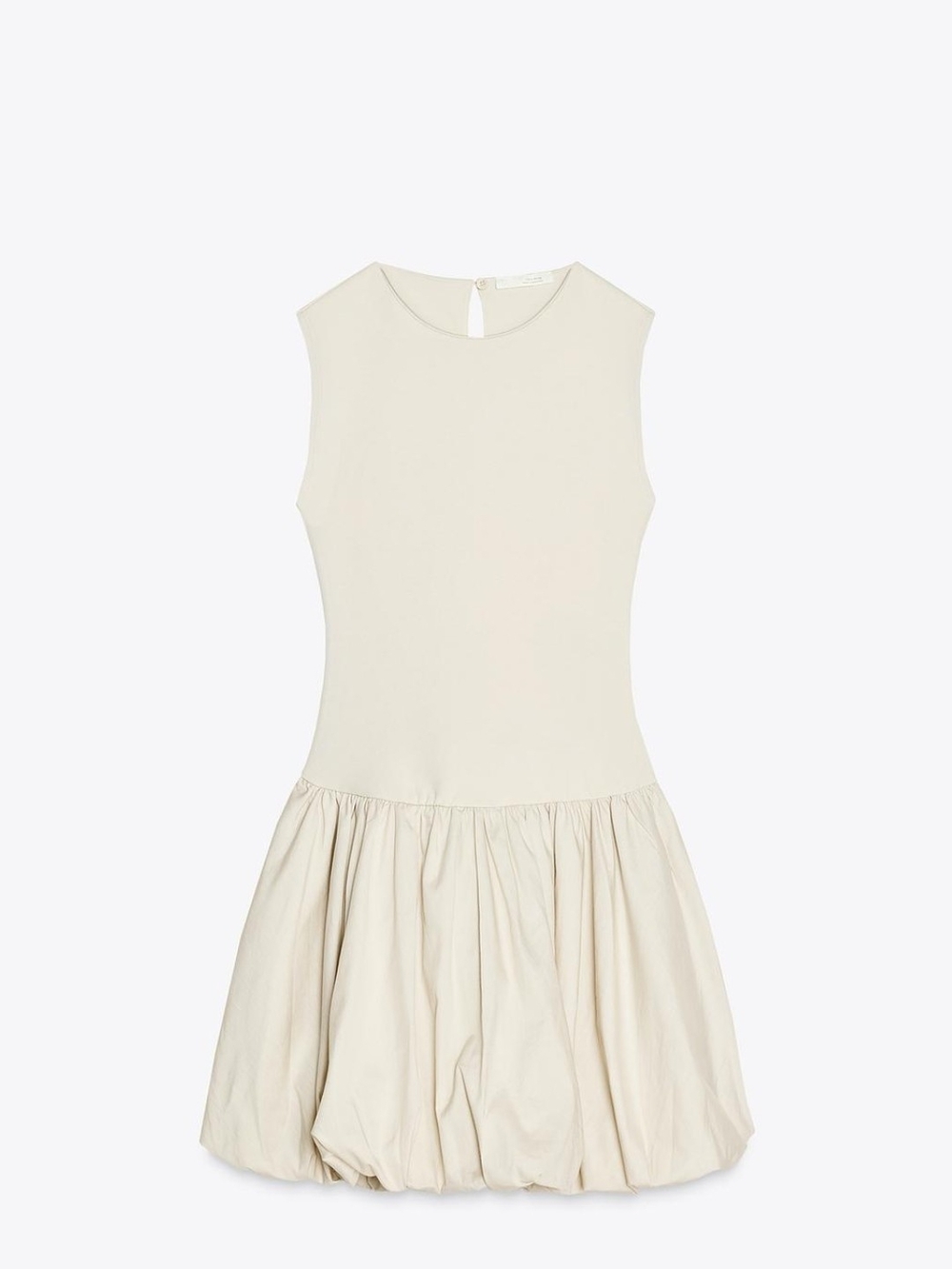 Zara Cream Sleeveless Bubble-Hem Dress